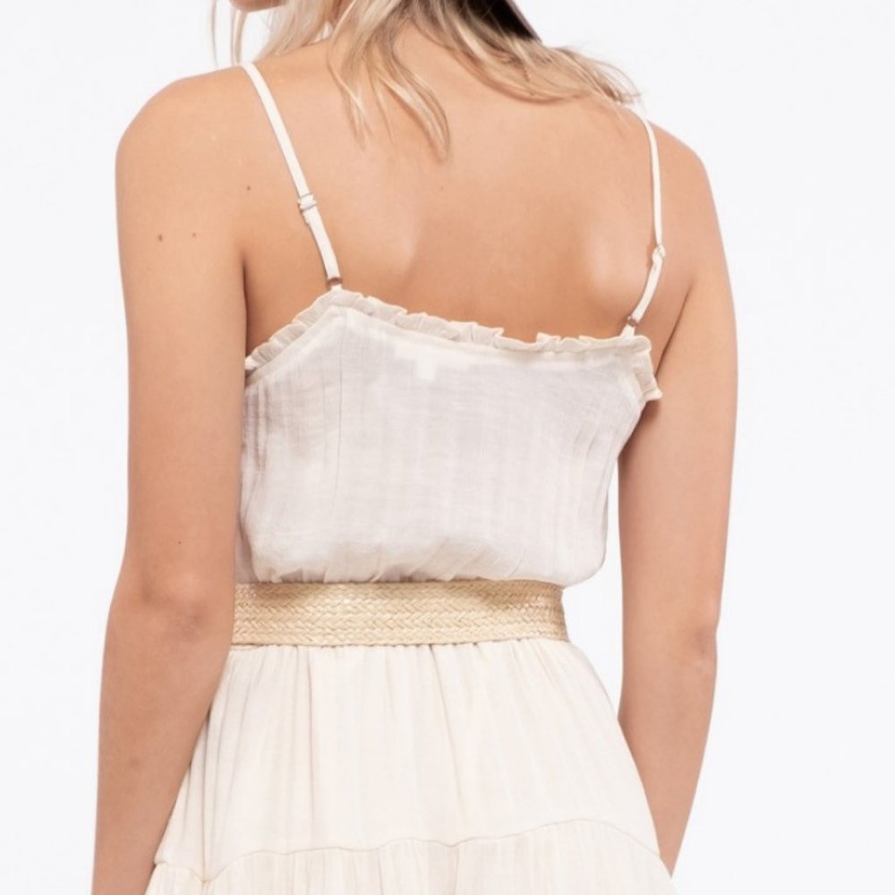 NEW Ivory Stone Boho Tiered Ruffle Trim Midi Dress - Picture 8 of 11